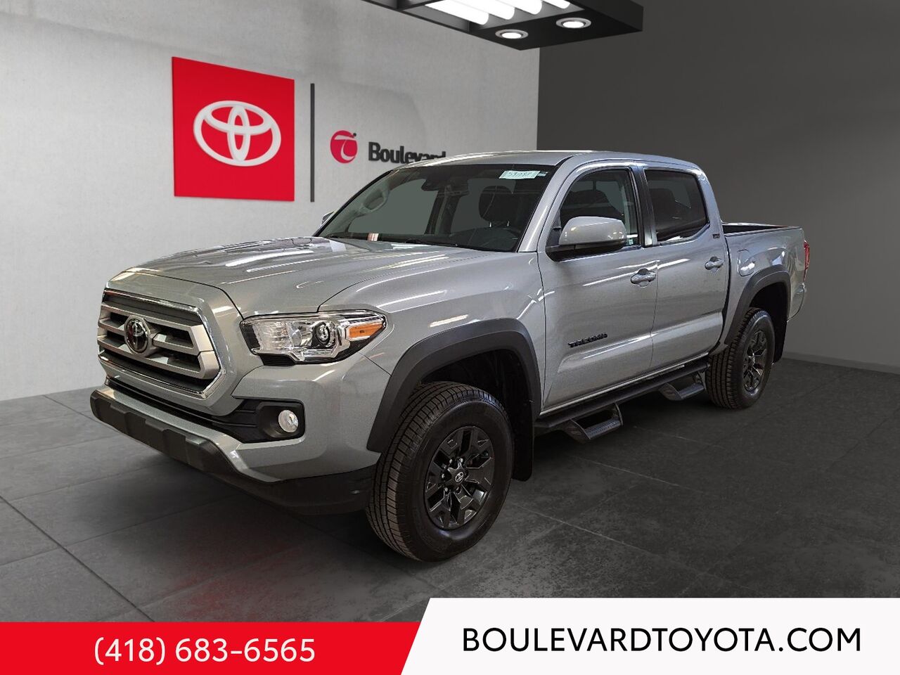 Gray 2021 Toyota Tacoma SR5 V6 Double Cab 4WD Pickup Truck Four-Wheel Drive Automatic