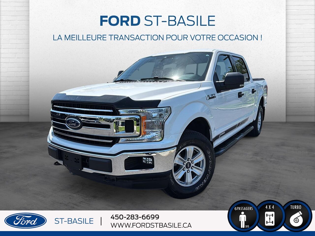White 2019 Ford F-150 XLT SuperCrew 4WD Pickup Truck Four-Wheel Drive Automatic