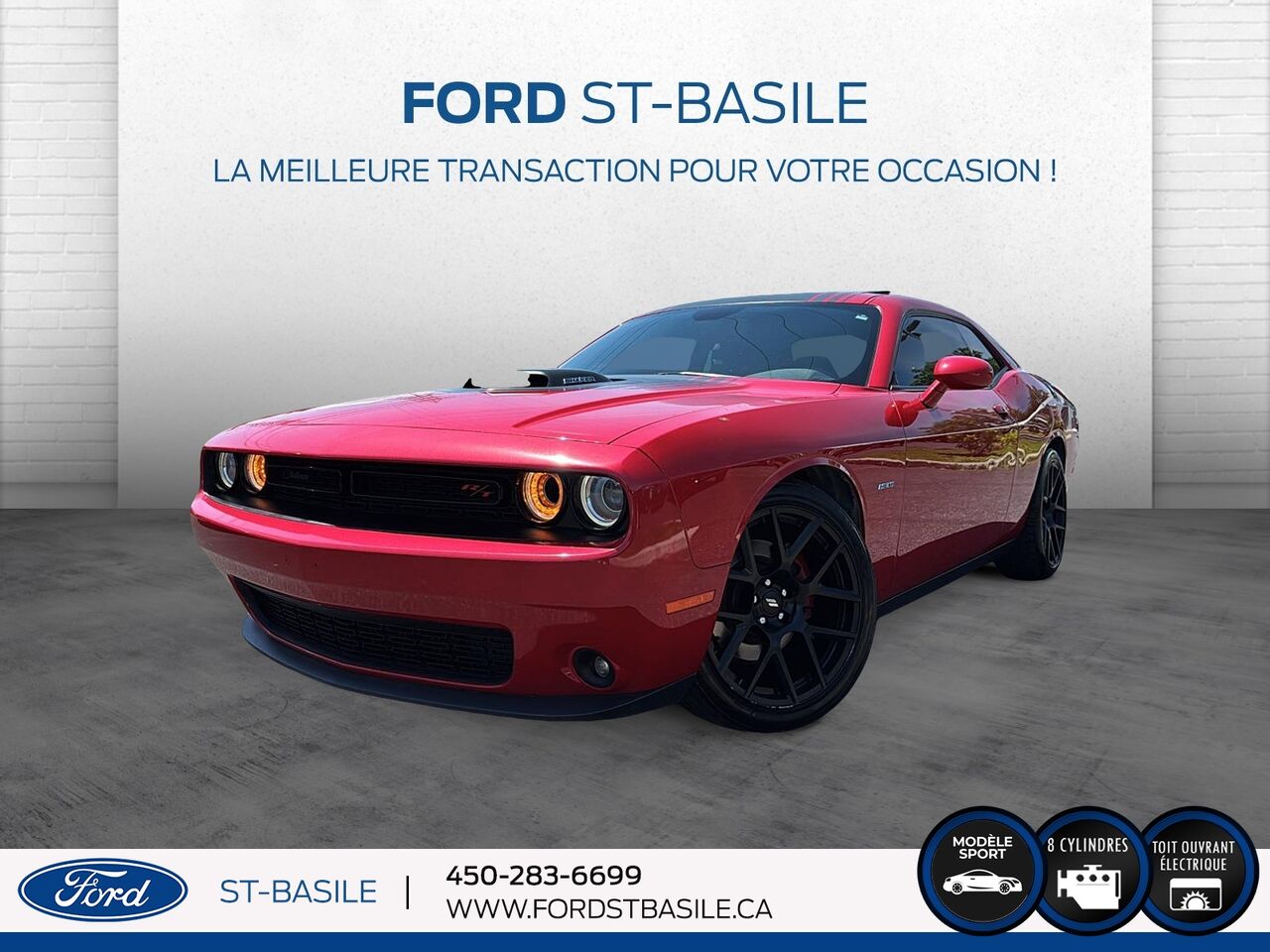 Red 2017 Dodge Challenger R/T Shaker RWD Coupe Rear-Wheel Drive Automatic