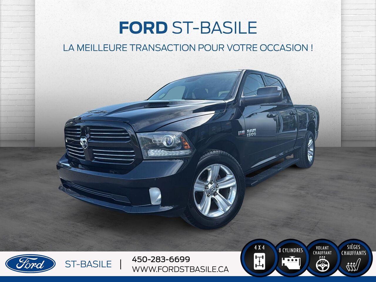 Black 2014 RAM 1500 Pickup Truck Four-Wheel Drive Automatic